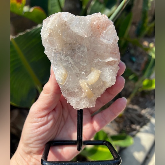 Quartz Crystal with Pink Amethyst and Calcite Inclusions - Picture 11 of 11